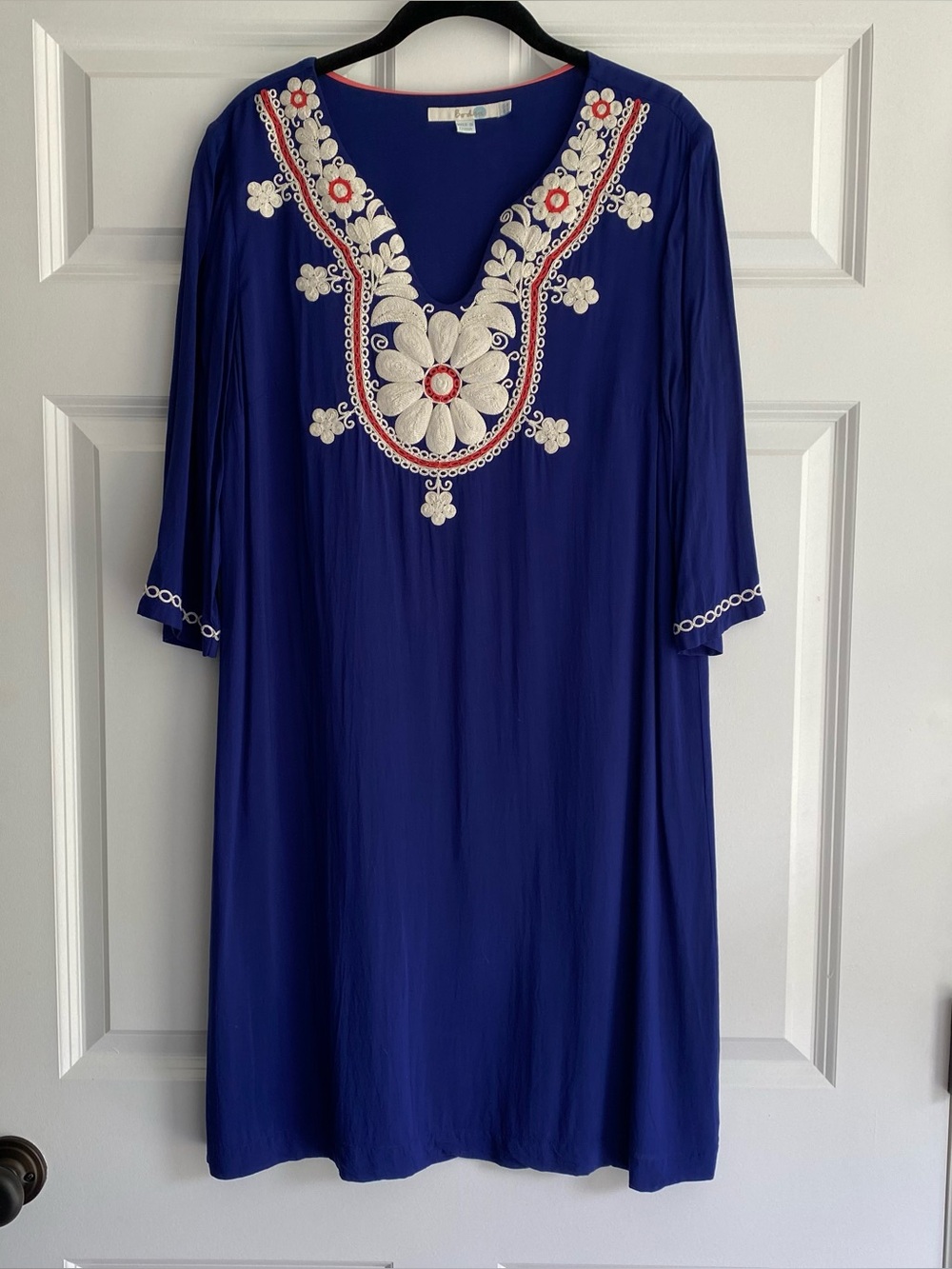 Boden Arianne Embroidered Dress 8L Royal Blue